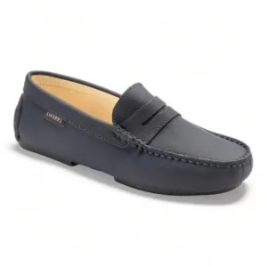 2485 - Navy Sahara Leather Soft Loafer for Girl by London Kids