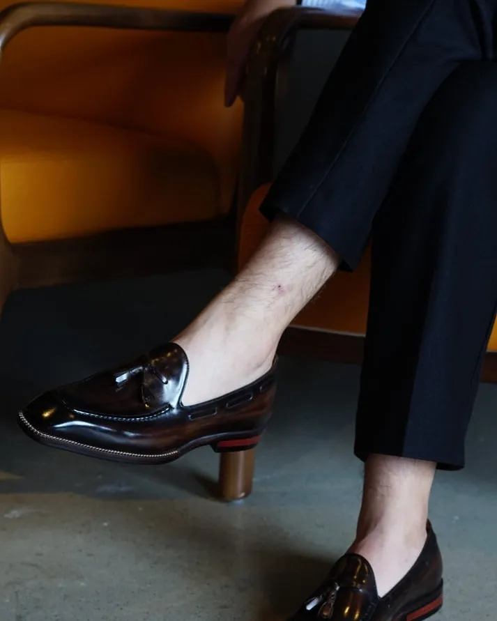 Ambassador" Brown Genuine Leather Tassel Loafers