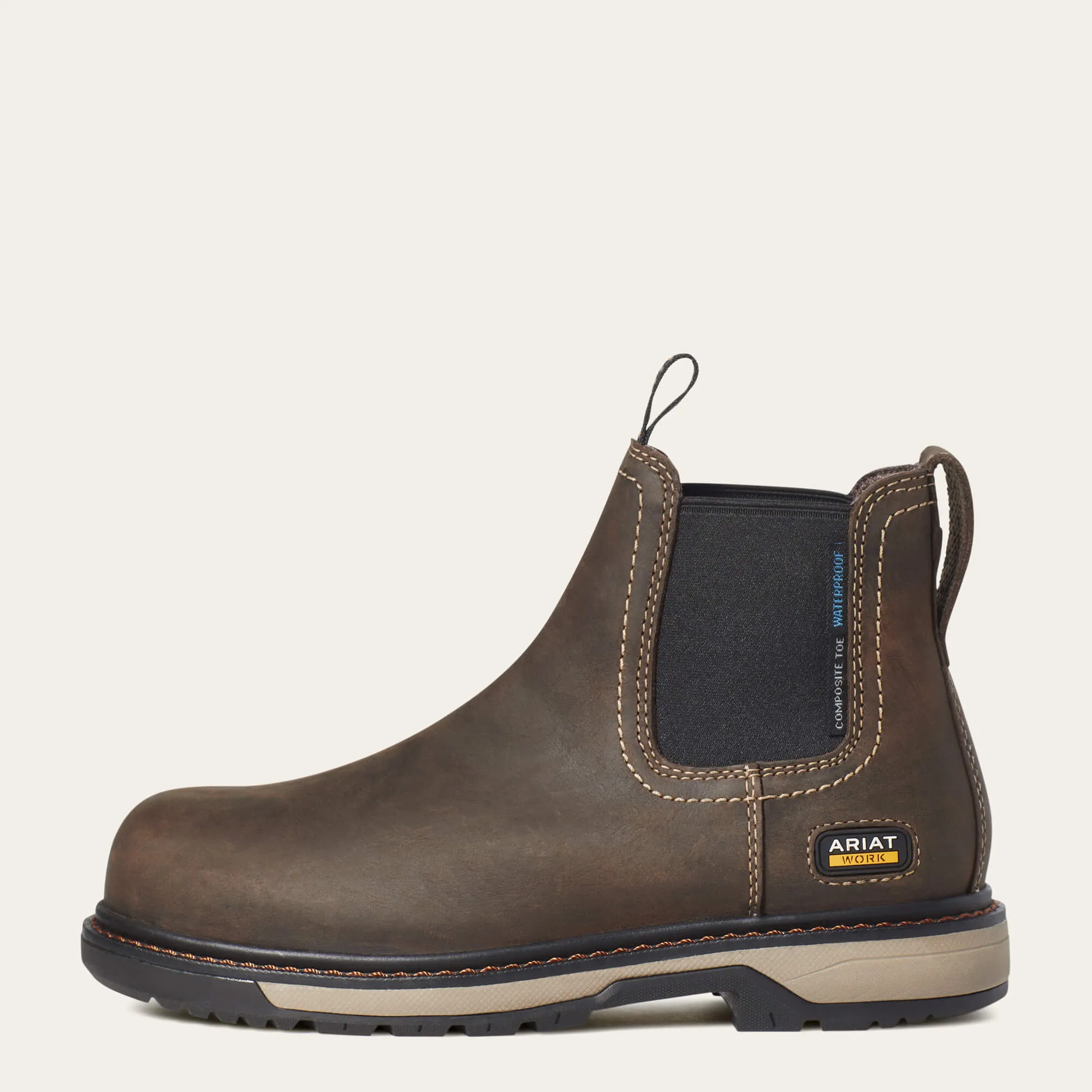 Ariat Women's Riveter Chelsea Composite Toe CSA Waterproof Puncture Resistant Work Boot - Brown - 10035772