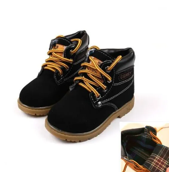 Autumn Winter Children Ankle boots Girls Martin Boots Boys Plush Snow Motorcycle Boots Lace-Up Rome Boots Kids Sport Shoes