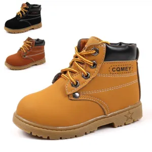 Autumn Winter Children Ankle boots Girls Martin Boots Boys Plush Snow Motorcycle Boots Lace-Up Rome Boots Kids Sport Shoes