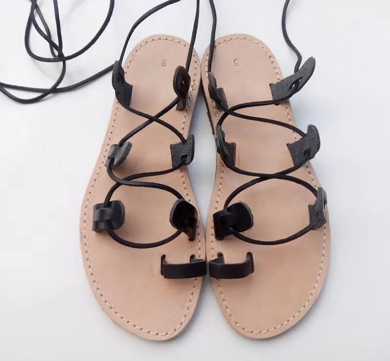 Black toe ring Gladiator Sandals