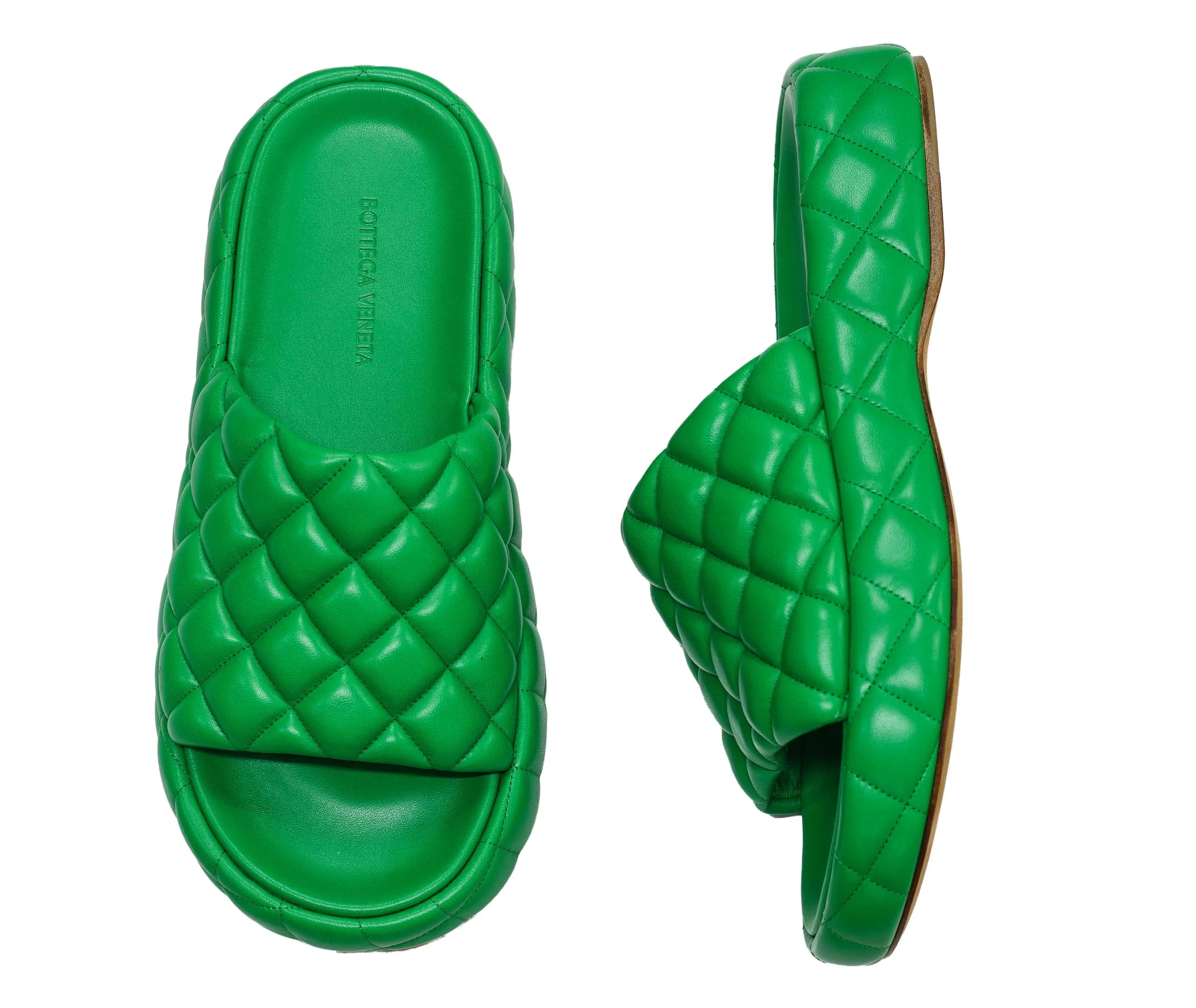 Bottega Veneta Women's Green Leather Padded Sandal 708885 Last pair NOW Half Price