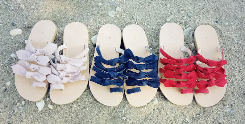 Bow leather sandals