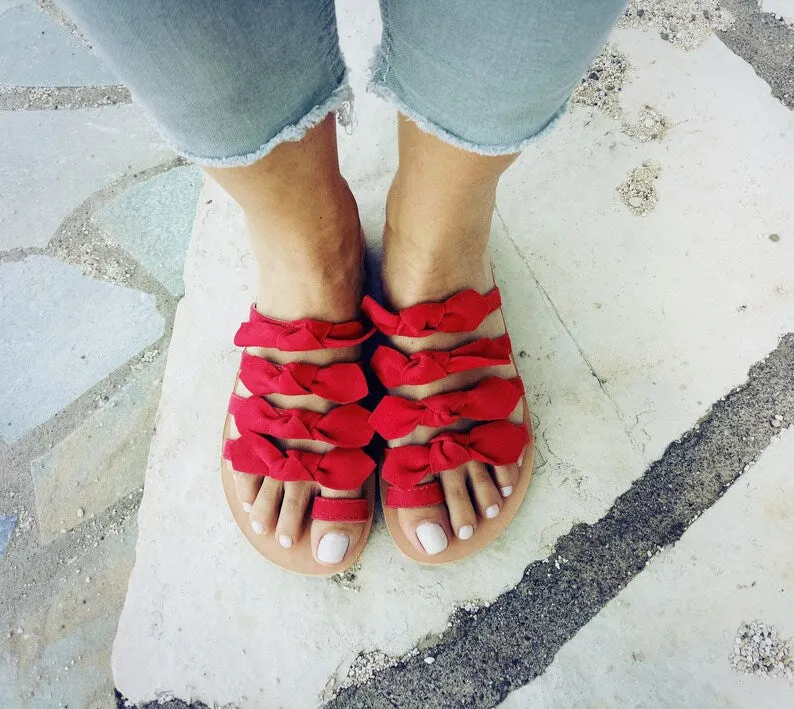 Bow leather sandals
