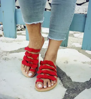 Bow leather sandals