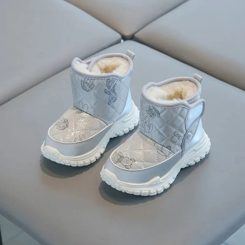 Boys & Girls Patent Leather Waterproof Snow Boots