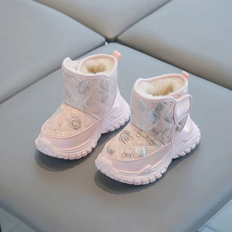 Boys & Girls Patent Leather Waterproof Snow Boots