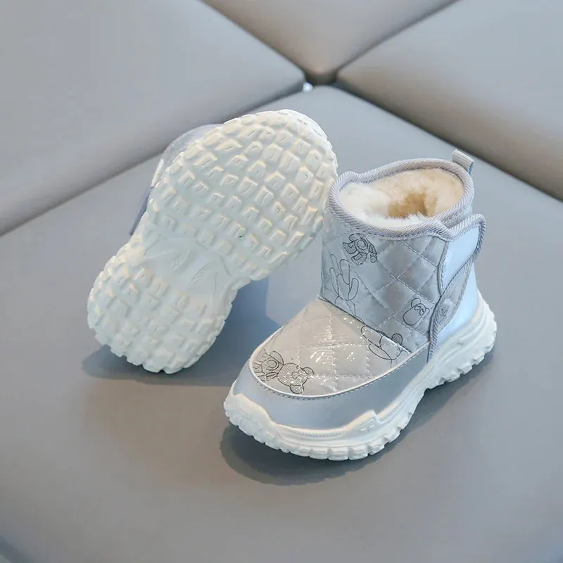 Boys & Girls Patent Leather Waterproof Snow Boots