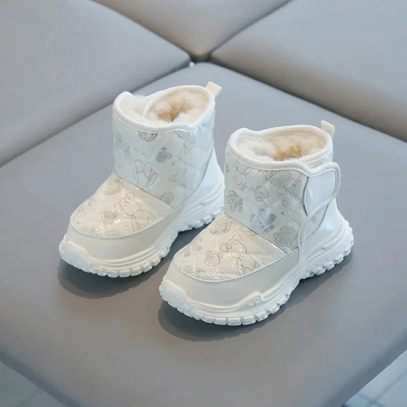 Boys & Girls Patent Leather Waterproof Snow Boots