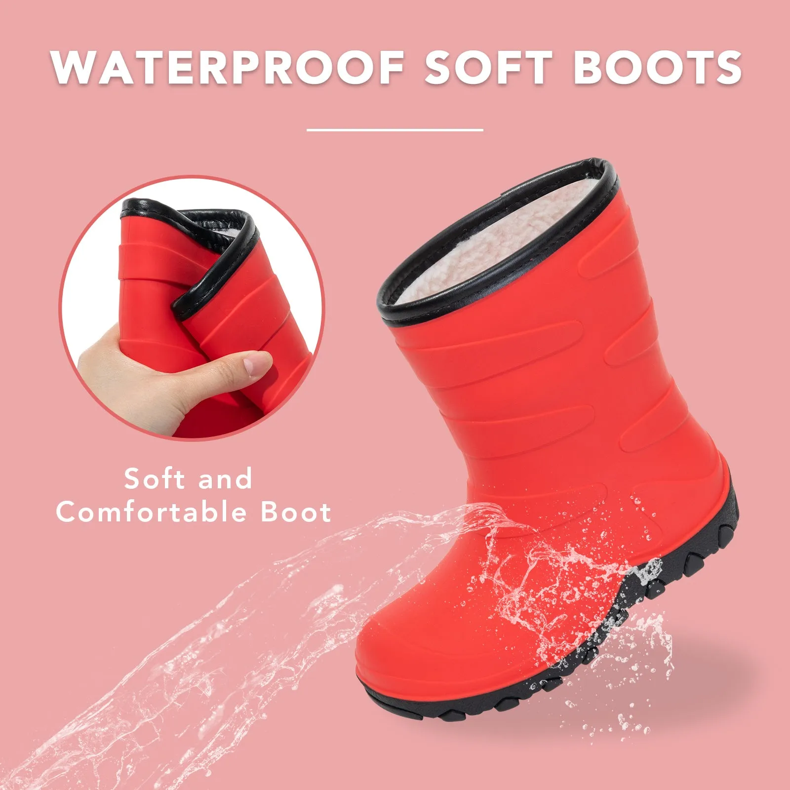 Bright Red Toddler Winter Rain Boots