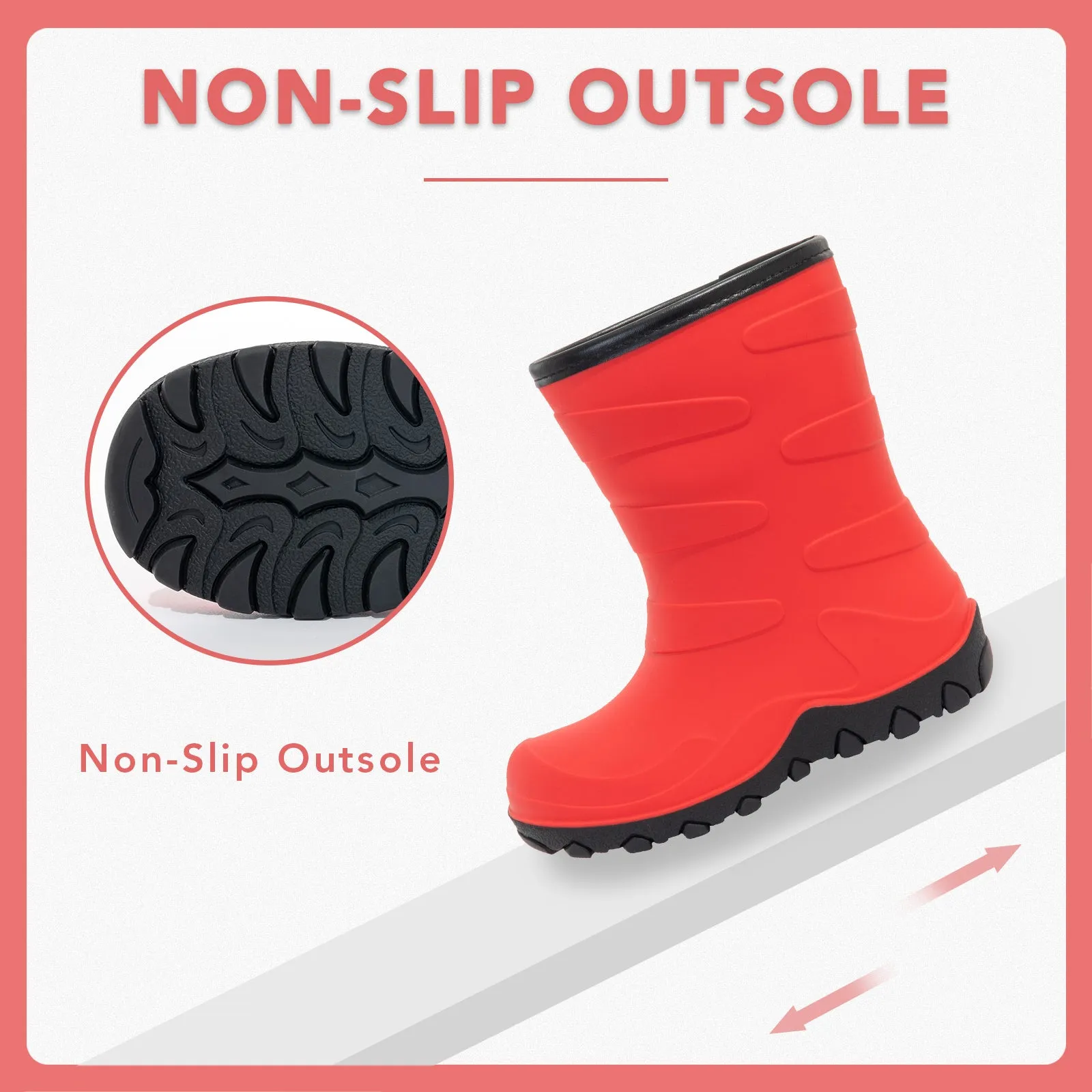 Bright Red Toddler Winter Rain Boots