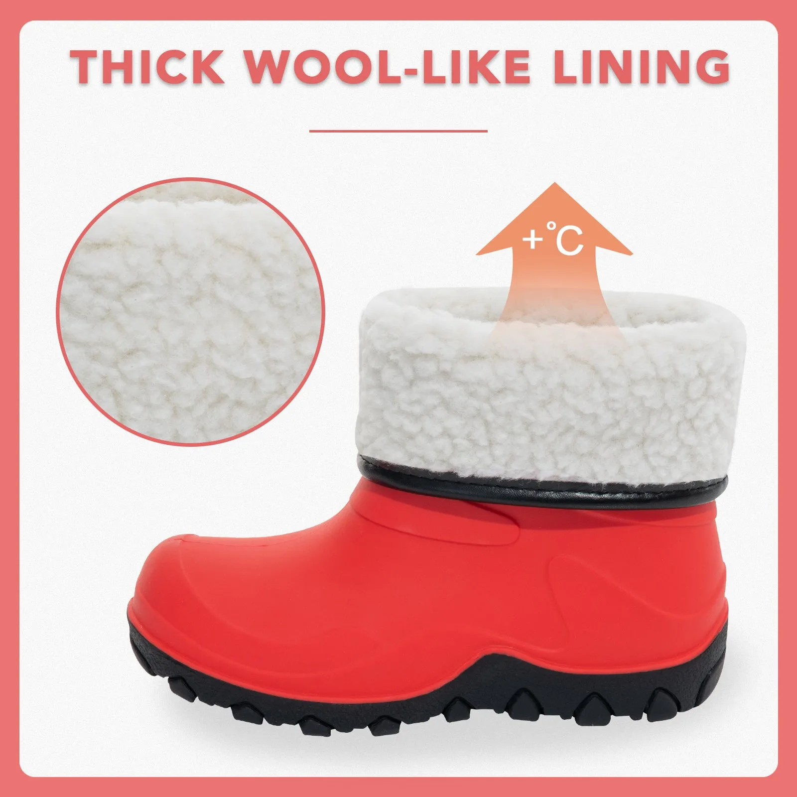 Bright Red Toddler Winter Rain Boots