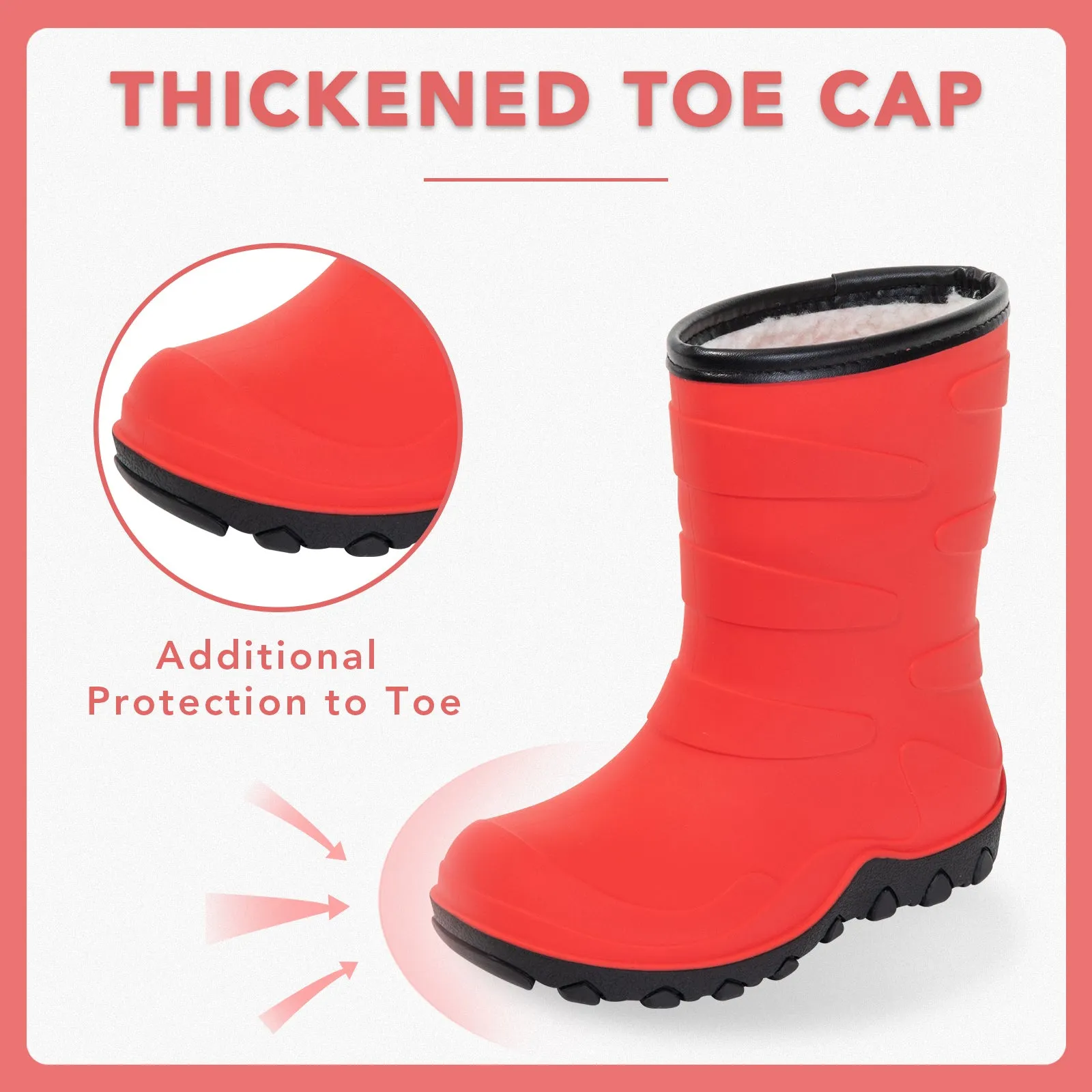 Bright Red Toddler Winter Rain Boots