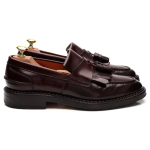 Burgundy Leather Fringed Tassel Loafers UK 6 F
