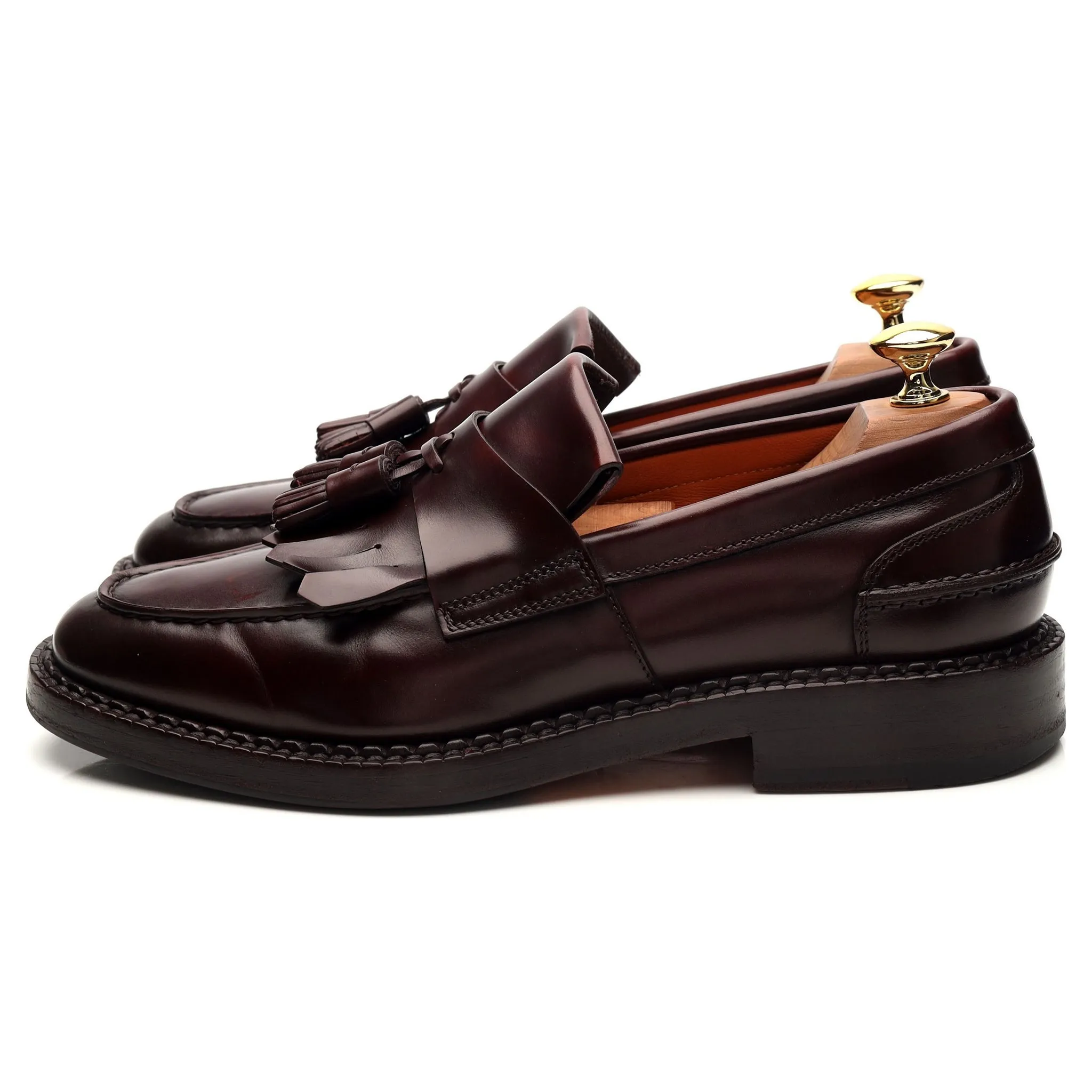 Burgundy Leather Fringed Tassel Loafers UK 6 F