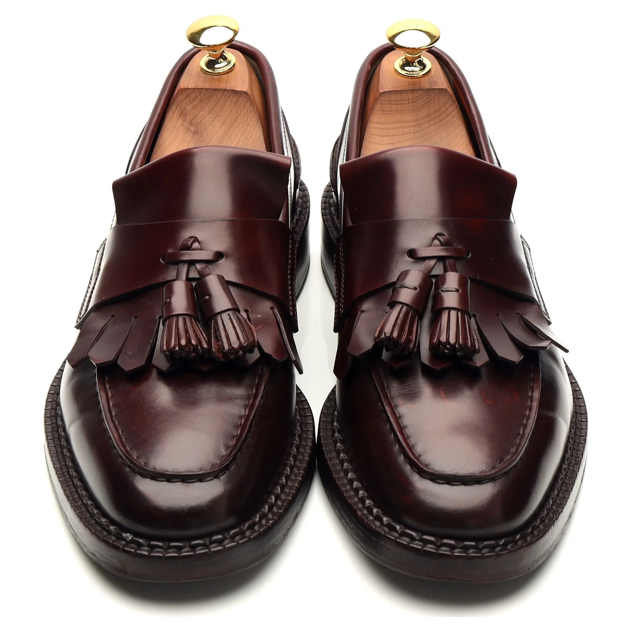 Burgundy Leather Fringed Tassel Loafers UK 6 F