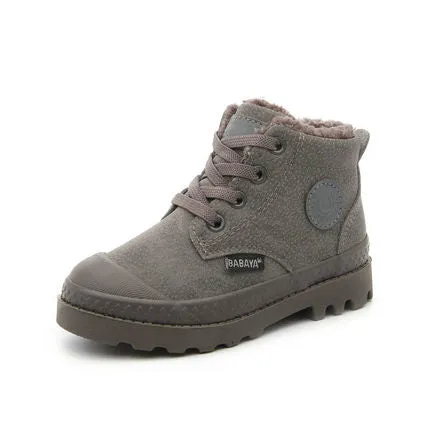 Children Boy Boots kid Sneaker High leather  Boots for boy Rubber Anti slip Snow Boot Fashion Lace-up Winter Shoes  toddler bota