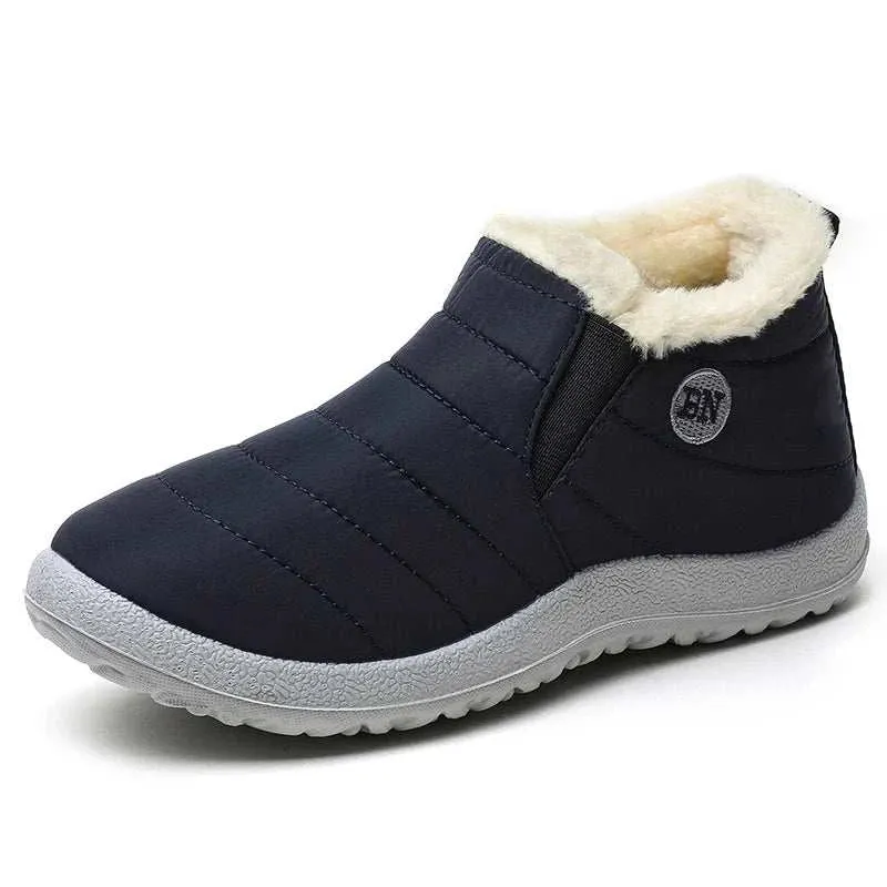 Cozy & Stylish Men's Slip-On Winter Ankle Boots - Waterproof Snow Booties with Plush Lining for Ultimate Warmth and Comfort