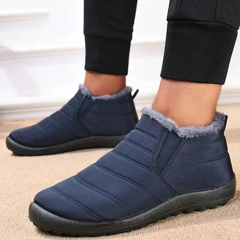Cozy & Stylish Men's Slip-On Winter Ankle Boots - Waterproof Snow Booties with Plush Lining for Ultimate Warmth and Comfort