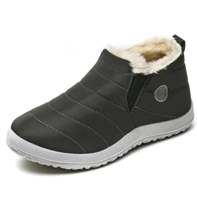 Cozy & Stylish Men's Slip-On Winter Ankle Boots - Waterproof Snow Booties with Plush Lining for Ultimate Warmth and Comfort