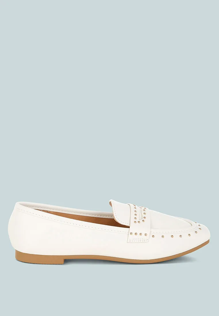 Dorlina Studded Faux Leather Loafers