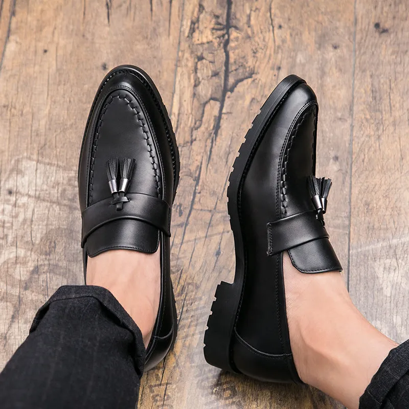 Elegant Men Tassel Loafers Leather Formal Shoes slip on