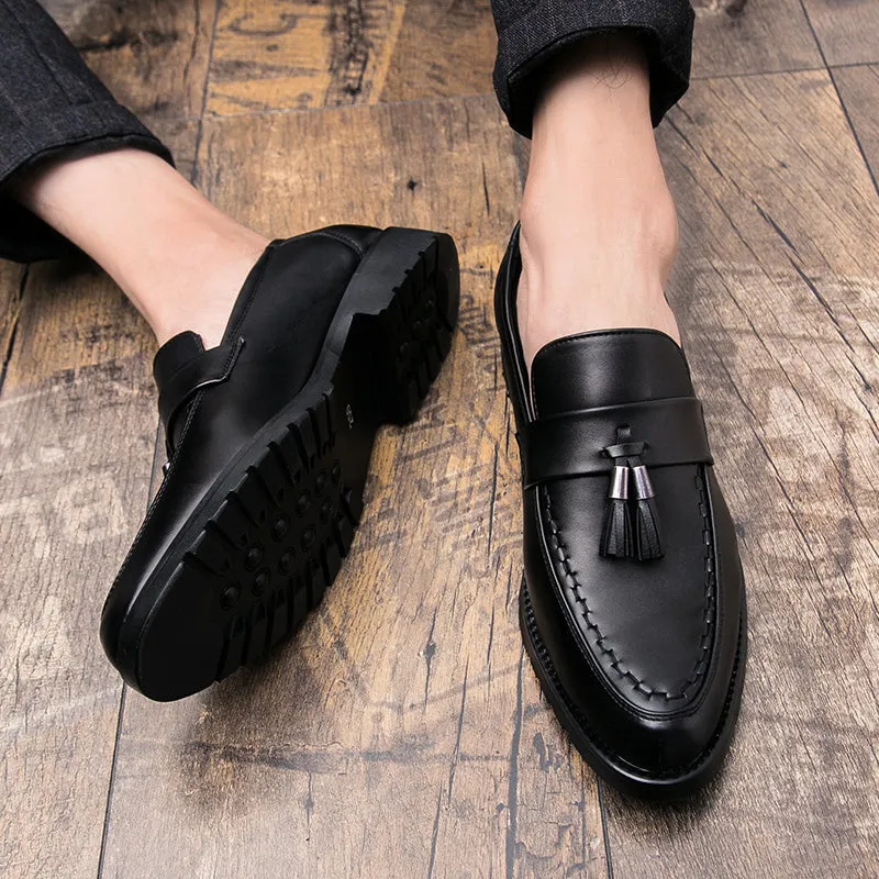 Elegant Men Tassel Loafers Leather Formal Shoes slip on