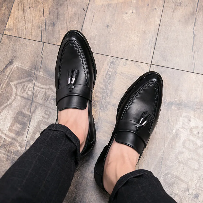 Elegant Men Tassel Loafers Leather Formal Shoes slip on
