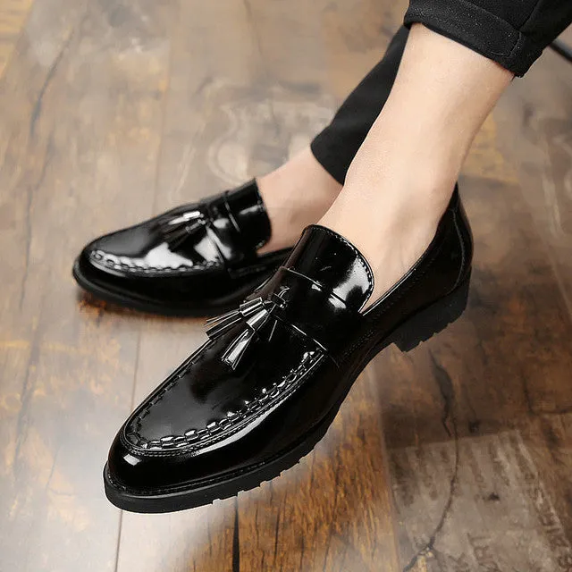 Elegant Men Tassel Loafers Leather Formal Shoes slip on