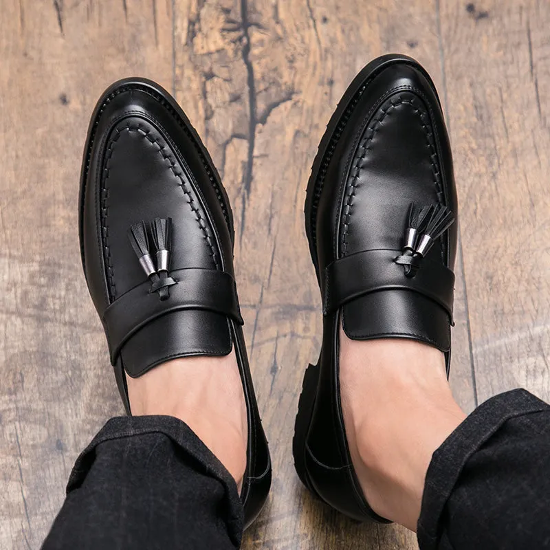 Elegant Men Tassel Loafers Leather Formal Shoes slip on