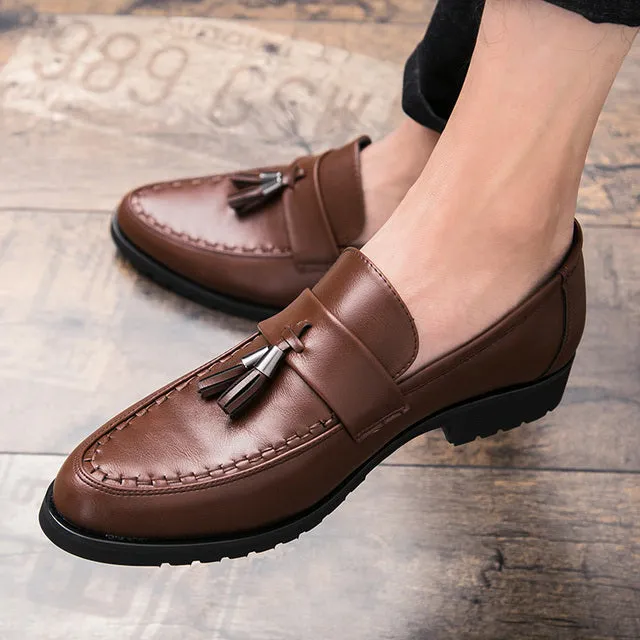 Elegant Men Tassel Loafers Leather Formal Shoes slip on
