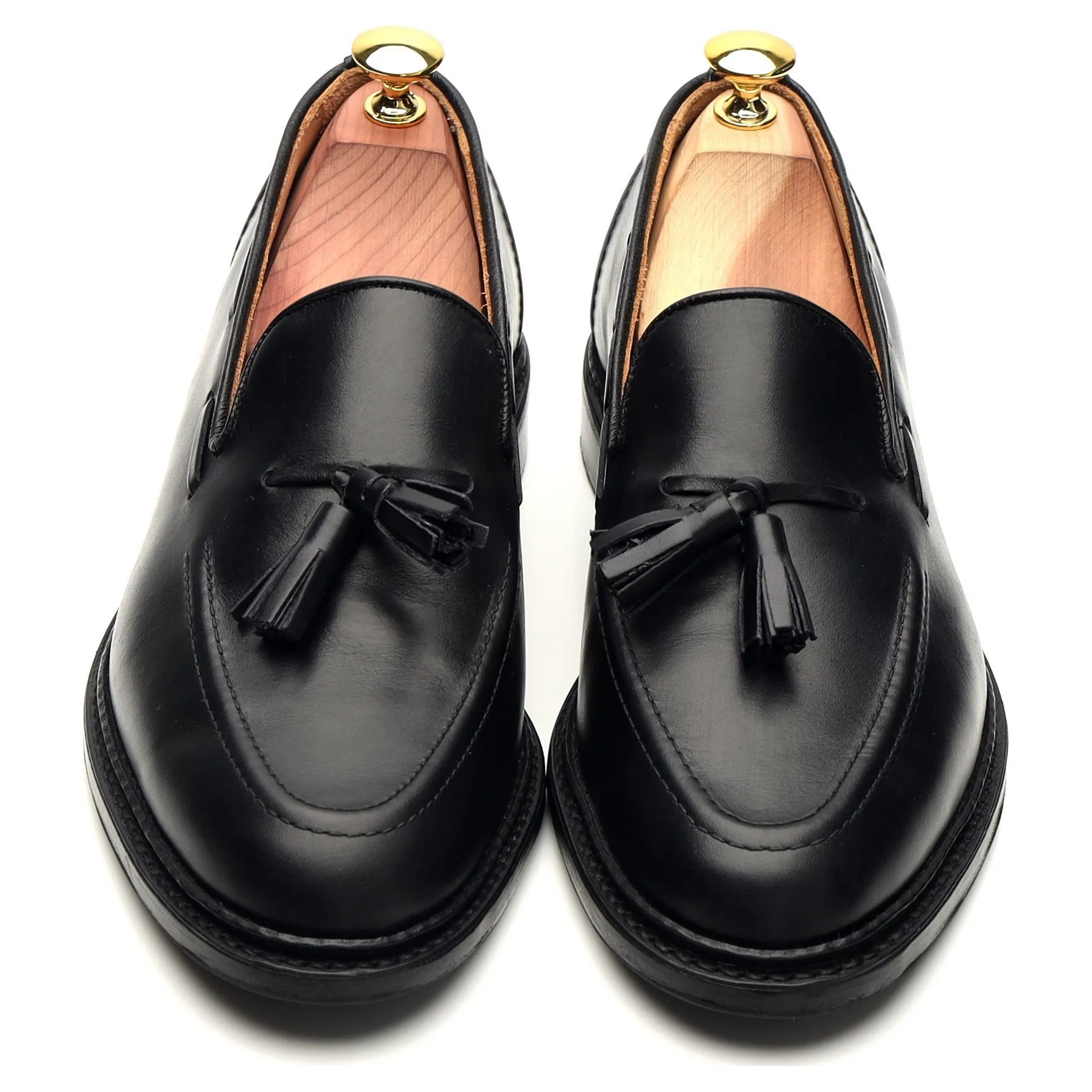 'Elton' Black Leather Tassel Loafer UK 7.5