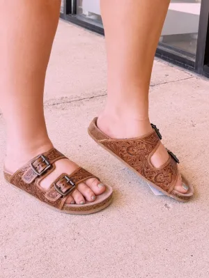 Falling Feather Sandals In Brown