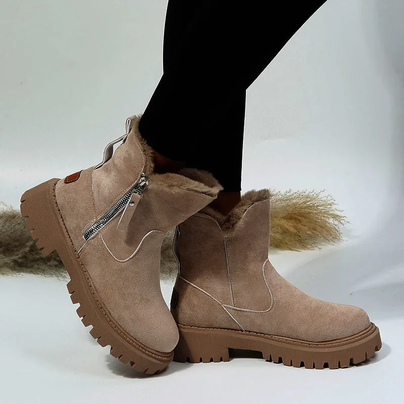 Faux Suede Plush Snow Boots for Women