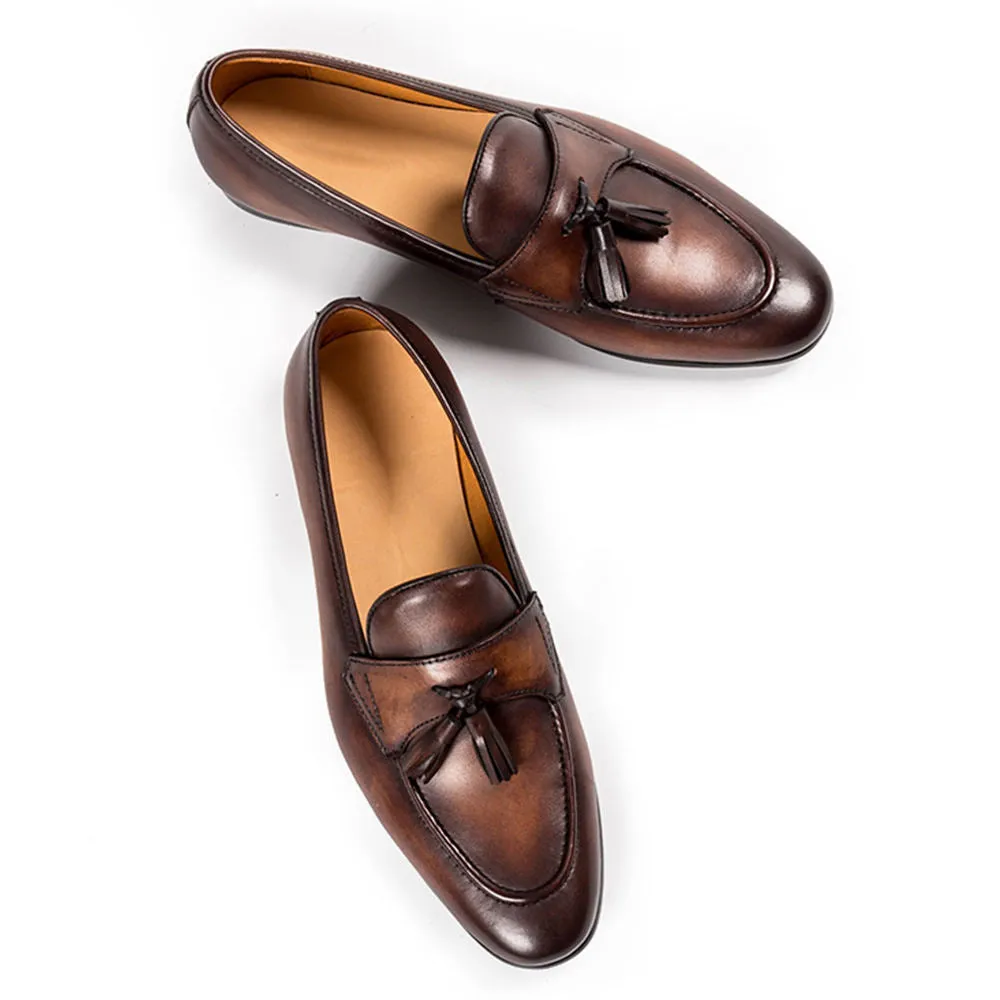 Handcrafted Full Grain Leather Tassel Loafers for Men