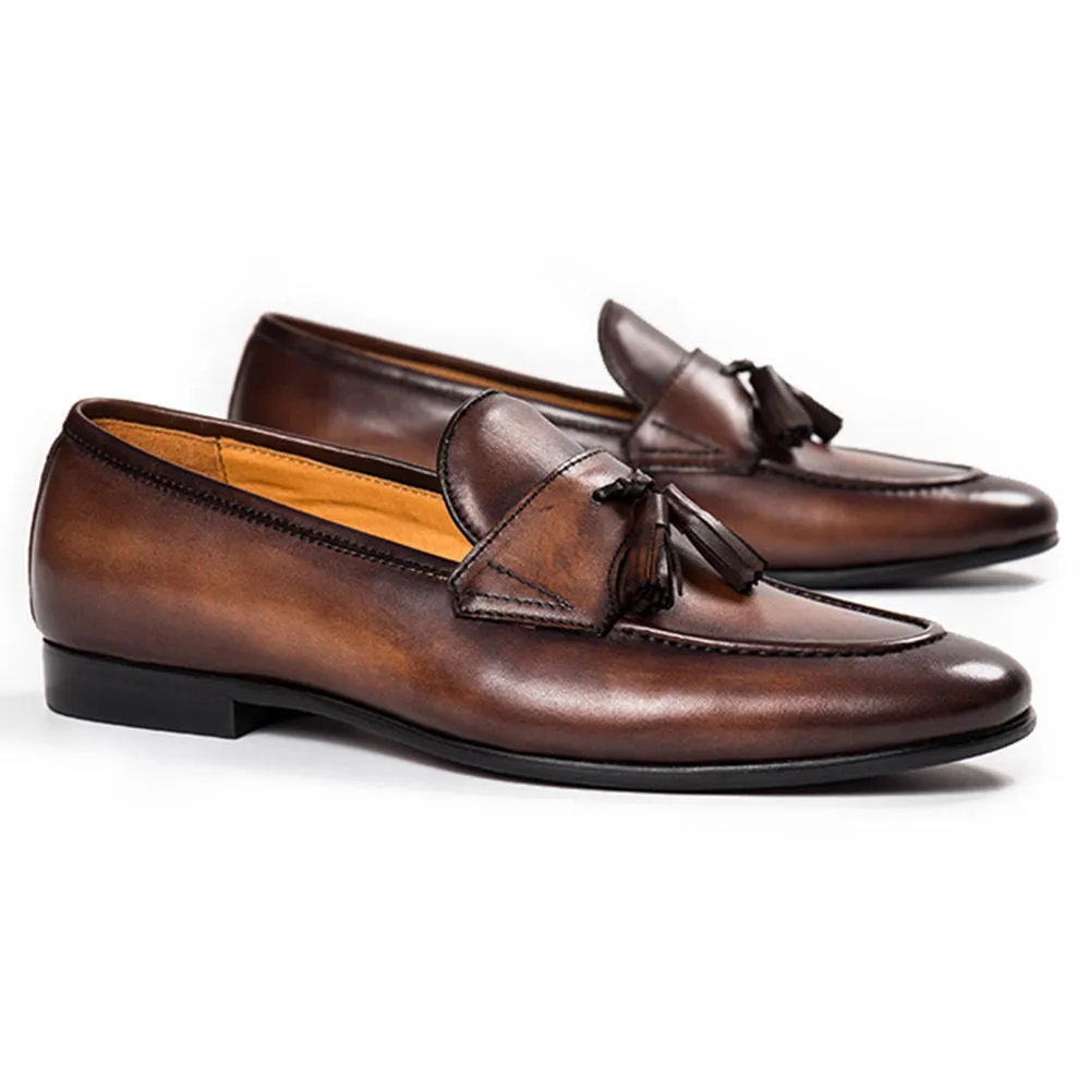 Handcrafted Full Grain Leather Tassel Loafers for Men