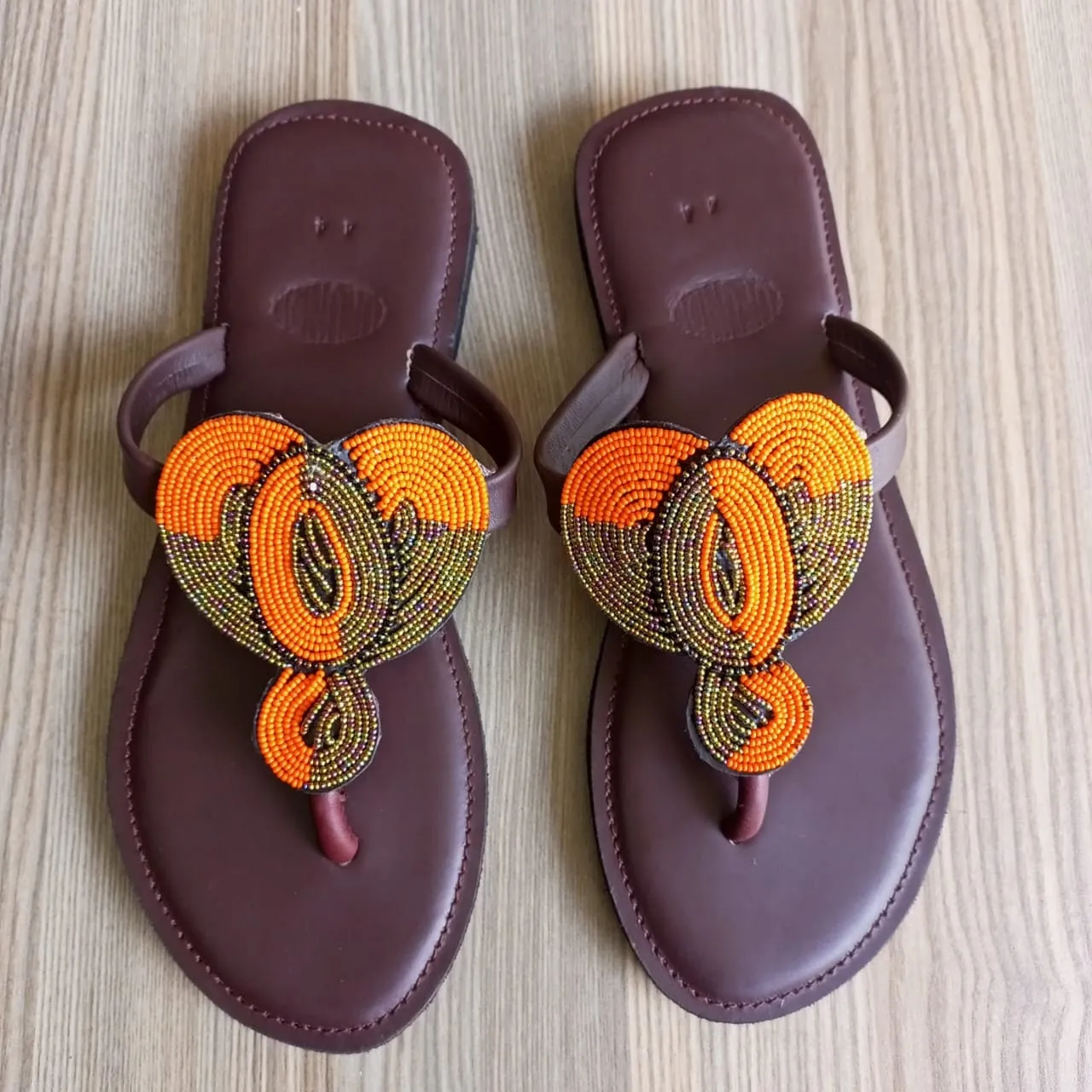 Handmade African Beaded Sandals/Authentic Maasai-Style Leather Flip-Flops Women/Boho Beach Sandals/Comfortable Summer Sandal African Gifts