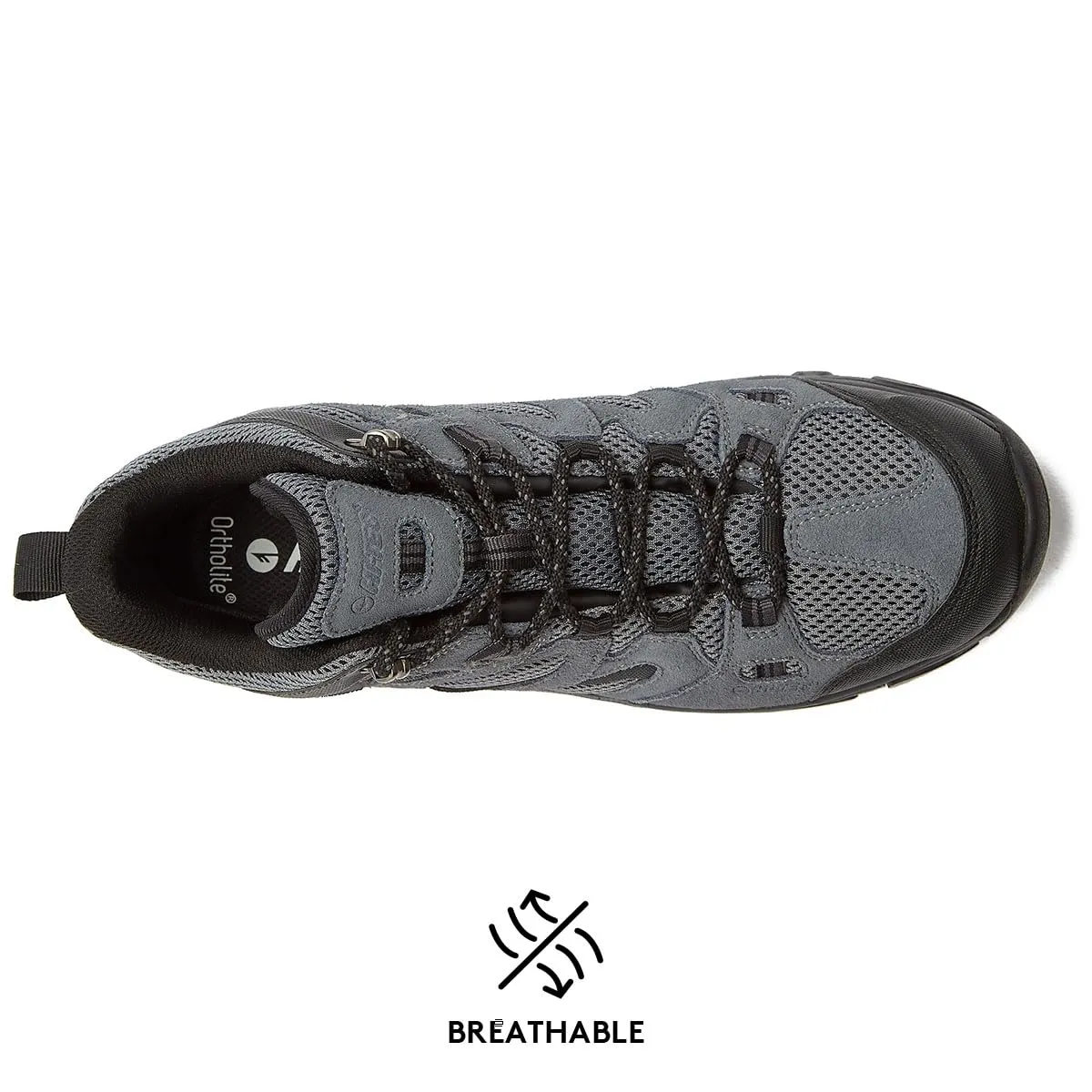 HI-TEC Ravus WP Mid Waterproof Hiking Boots for Men, Lightweight Breathable Outdoor Trekking Shoes - Dark Grey, 8.5 Medium