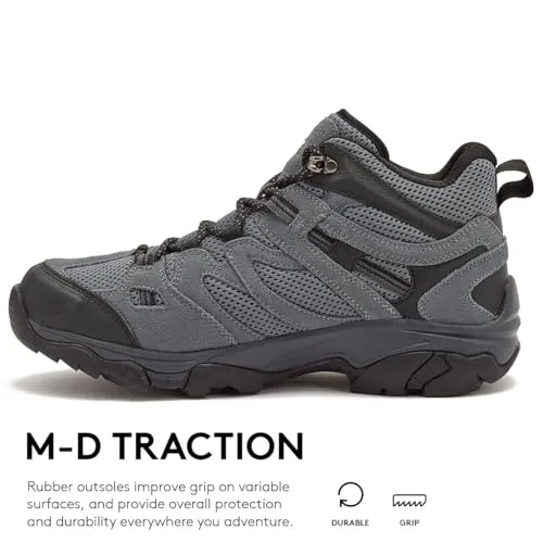 HI-TEC Ravus WP Mid Waterproof Hiking Boots for Men, Lightweight Breathable Outdoor Trekking Shoes - Dark Grey, 8.5 Medium