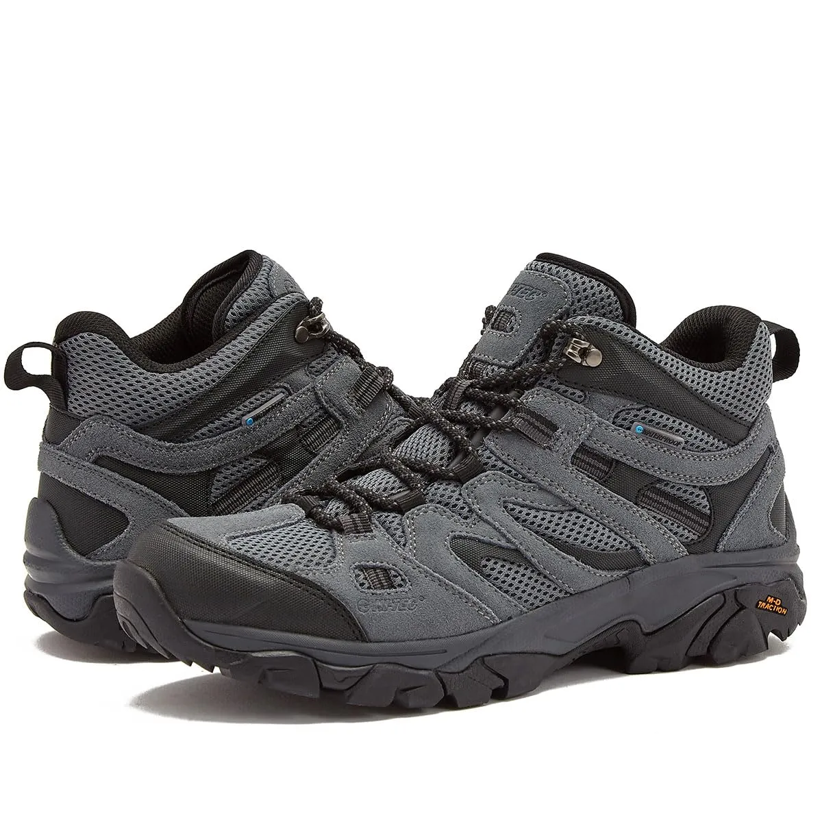 HI-TEC Ravus WP Mid Waterproof Hiking Boots for Men, Lightweight Breathable Outdoor Trekking Shoes - Dark Grey, 8.5 Medium