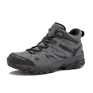 HI-TEC Ravus WP Mid Waterproof Hiking Boots for Men, Lightweight Breathable Outdoor Trekking Shoes - Dark Grey, 8.5 Medium