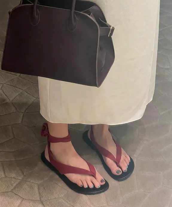 Holiday Style White Faux Leather Chic Splicing Thong Sandals GEM563