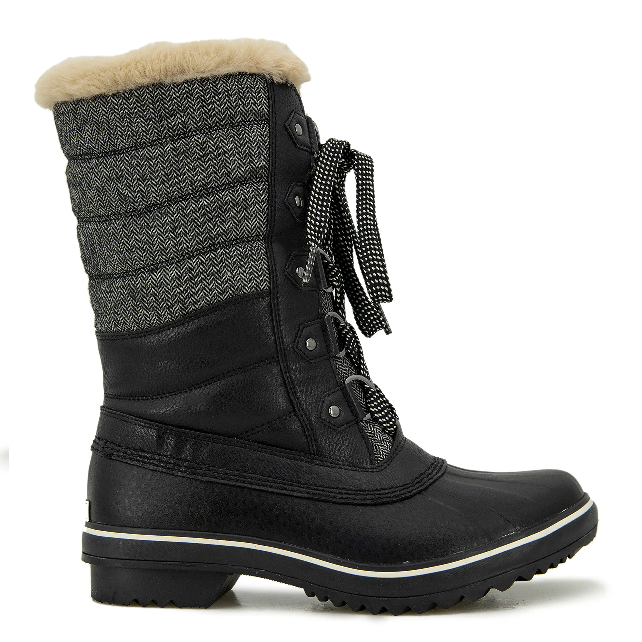 JBU by Jambu Women's Siberia Water Resistant Snow Boot, Black Herringbone, 11