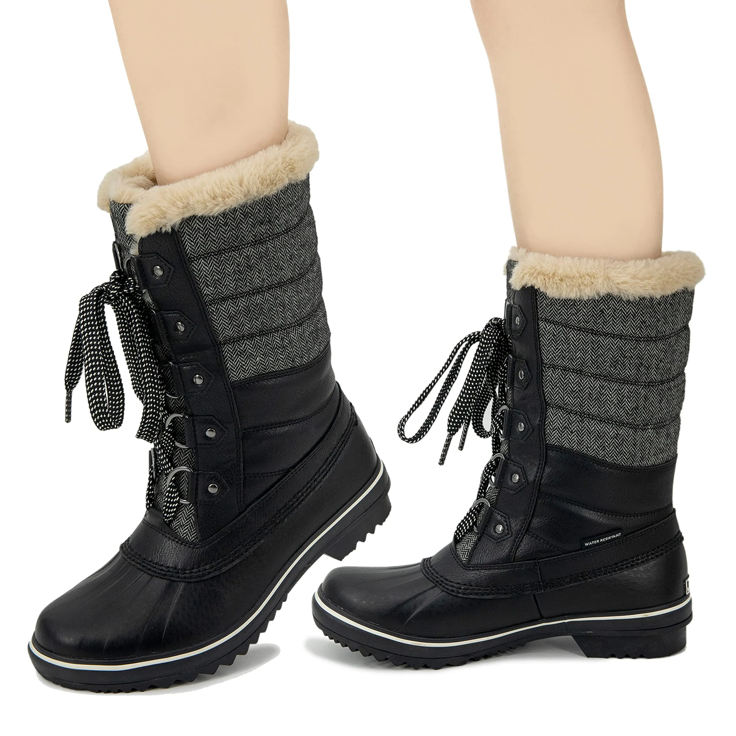 JBU by Jambu Women's Siberia Water Resistant Snow Boot, Black Herringbone, 11