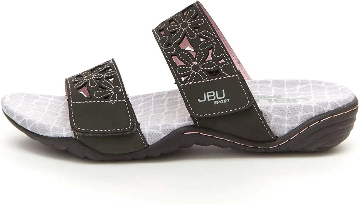 JBU by Jambu Women's Wildflower Slide Sandal, Charcoal, 8 Medium US