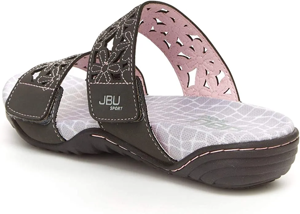 JBU by Jambu Women's Wildflower Slide Sandal, Charcoal, 8 Medium US