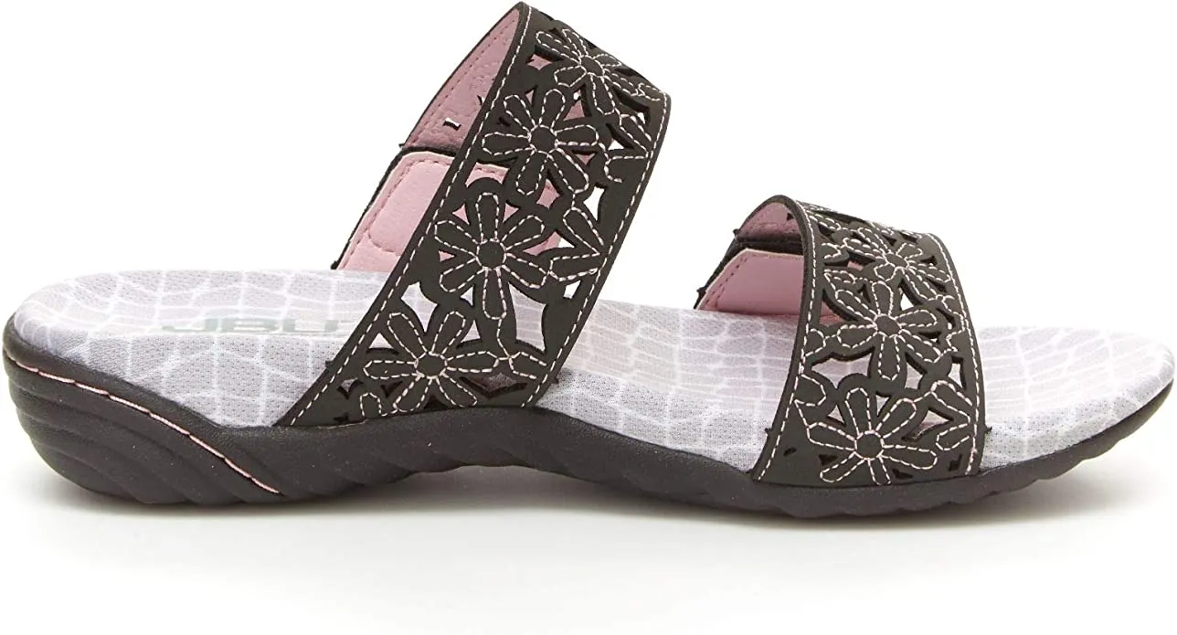 JBU by Jambu Women's Wildflower Slide Sandal, Charcoal, 8 Medium US