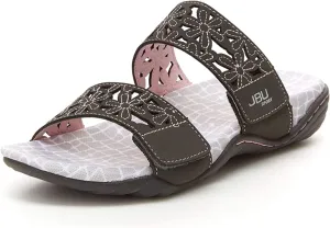 JBU by Jambu Women's Wildflower Slide Sandal, Charcoal, 8 Medium US