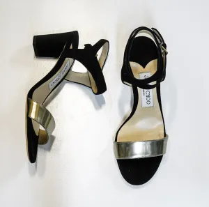 Jimmy Choo Women's Black & Dore Suede & Mirror Leather Sandal  LAST PAIR 36 eu 60% OFF